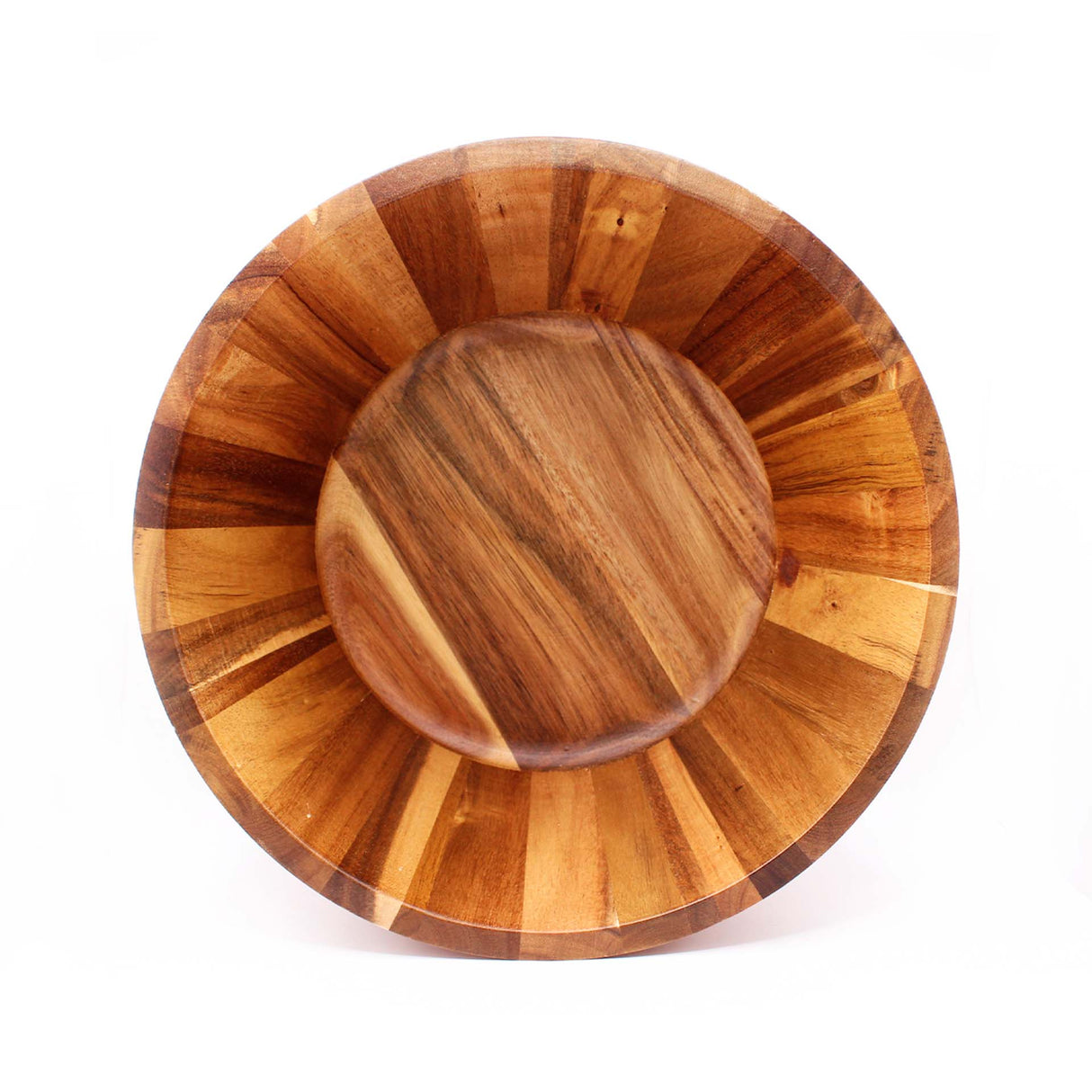 Bowl ensaladera de madera de acacia Kawi. Diseño amplio y elegante, perfecto para servir ensaladas. ¡Compra online y dale un toque natural a tu mesa! Envío a todo Chile.