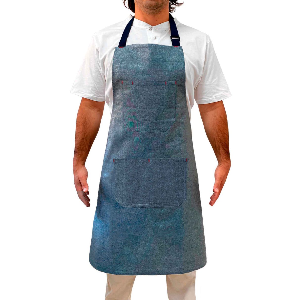 Pechera Denim Negra 100% algodón jaspeado Unisex