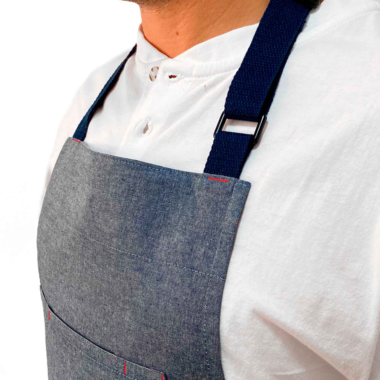 Pechera Denim Negra 100% algodón jaspeado Unisex