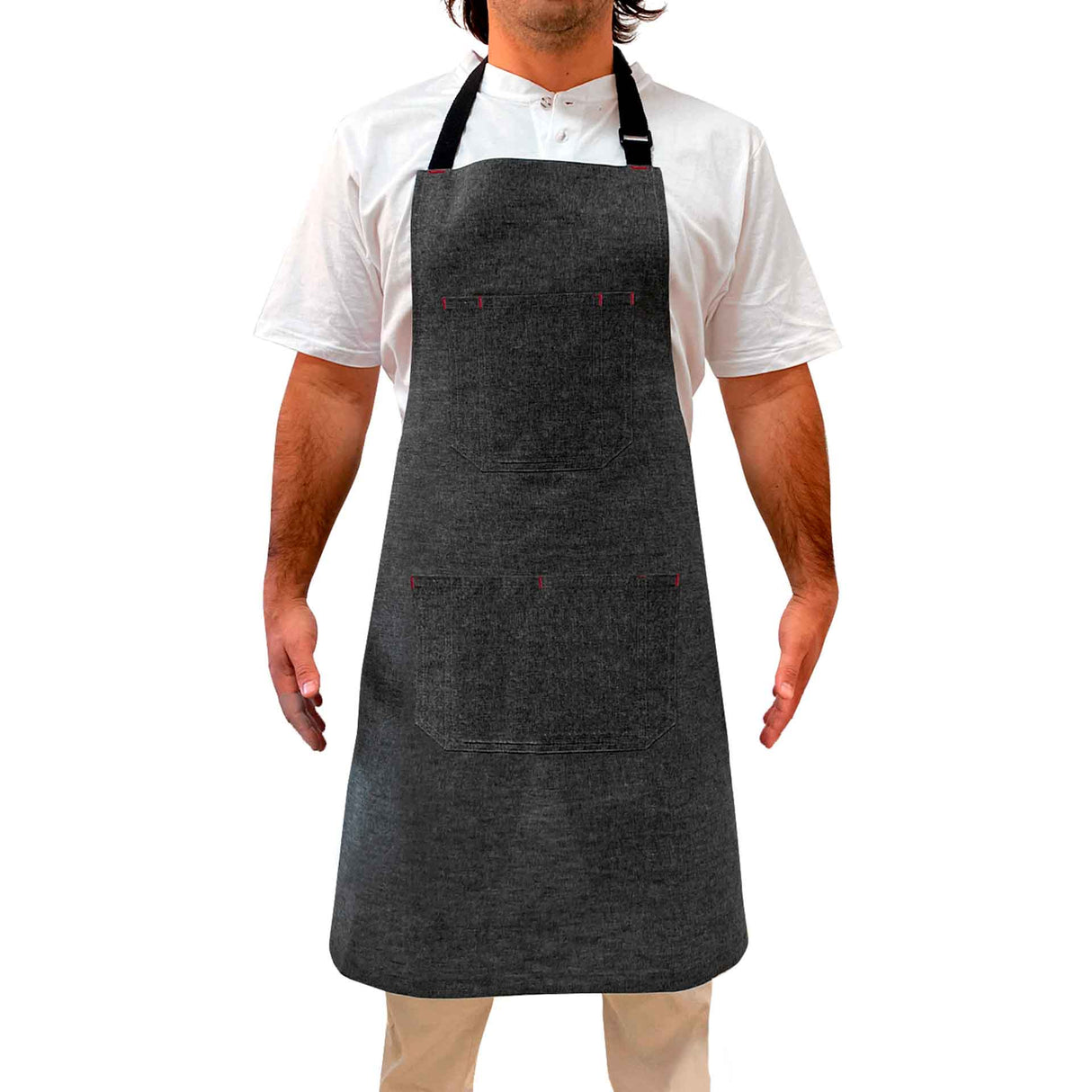 Pechera Denim Negra 100% algodón jaspeado Unisex