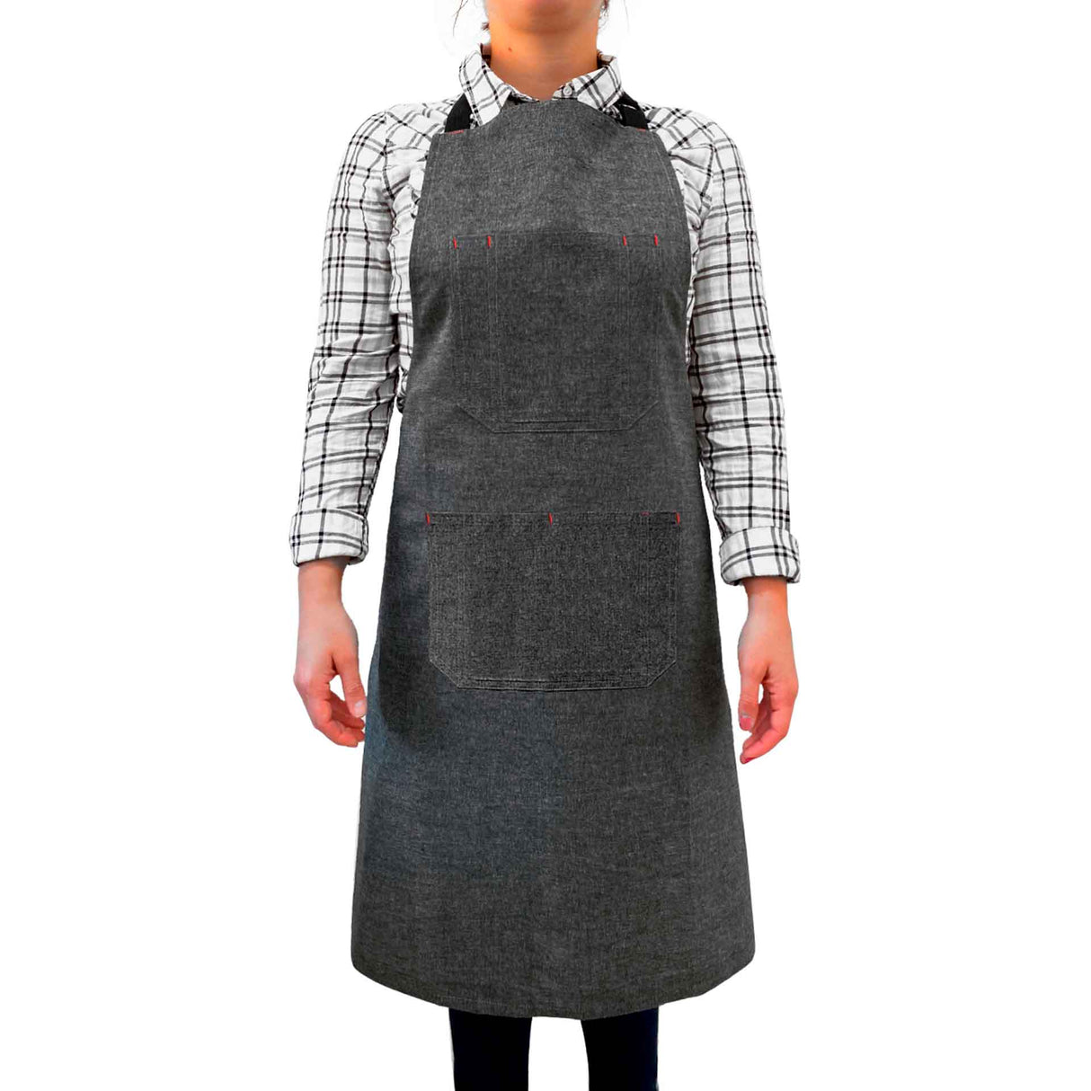 Pechera Denim Negra 100% algodón jaspeado Unisex