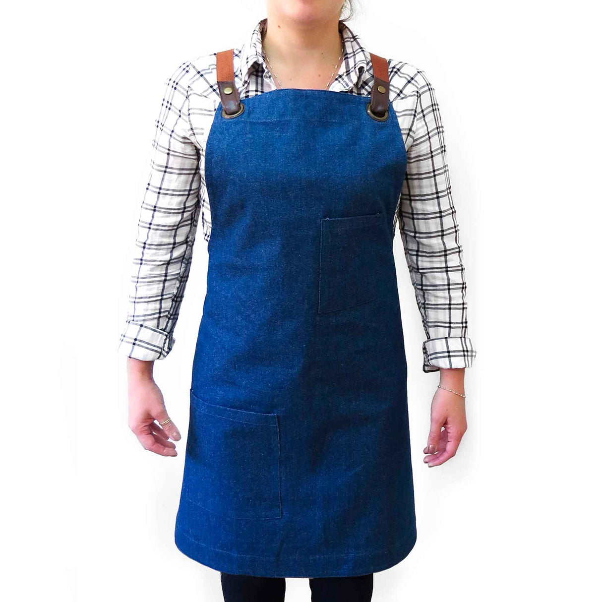 Pechera Jeans modelo Crossback café Unisex