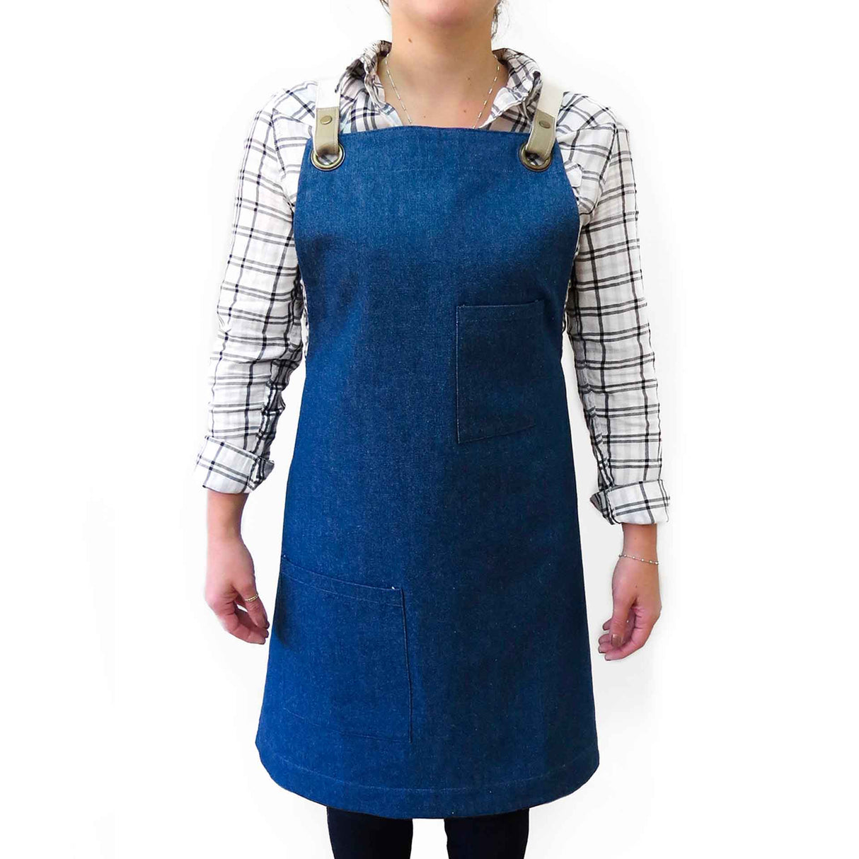 Pechera Jeans modelo Crossback café Unisex