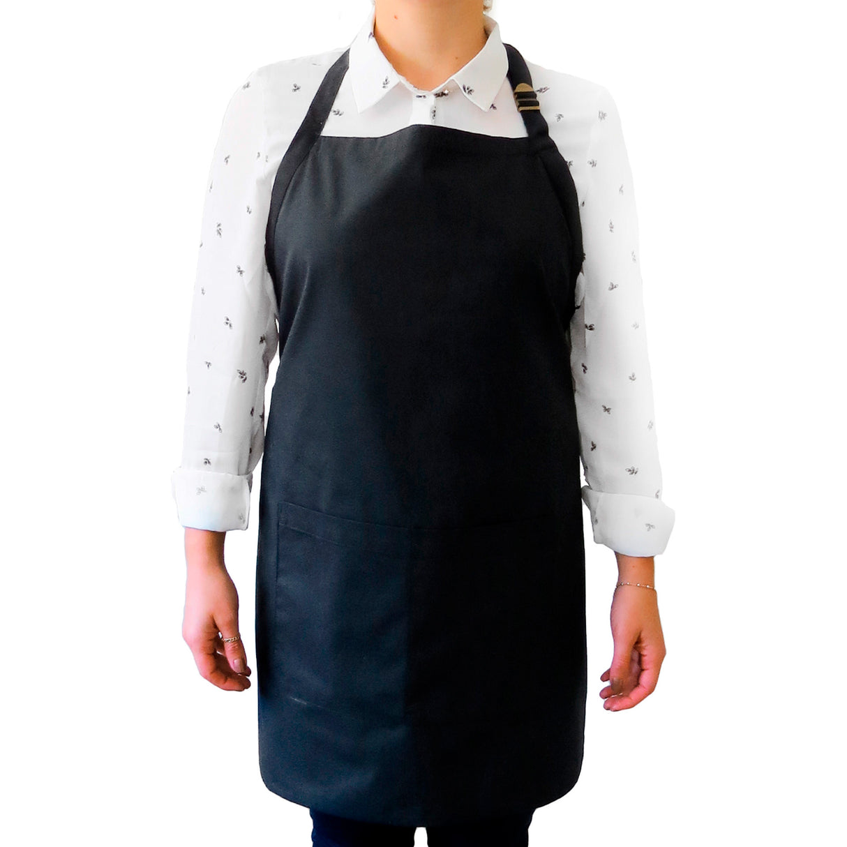 Pechera Clásica Gabardina Negra Con Hebilla De Bronce Unisex