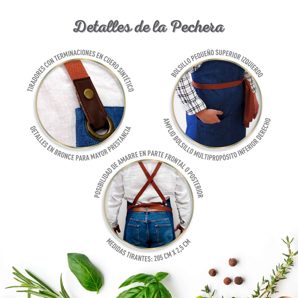 Pechera Jeans modelo Crossback café Unisex