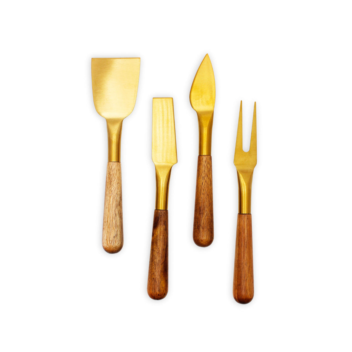 Set de 4 cubiertos de aperitivo Kawi. Combinación de acero inoxidable y madera de acacia. Diseño minimalista y elegante. ¡Compra online! Envío a todo Chile.