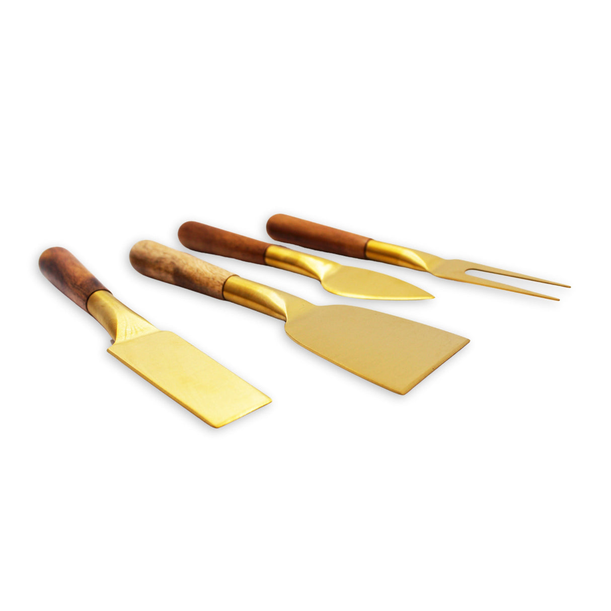 Set de 4 cubiertos de aperitivo Kawi. Combinación de acero inoxidable y madera de acacia. Diseño minimalista y elegante. ¡Compra online! Envío a todo Chile.