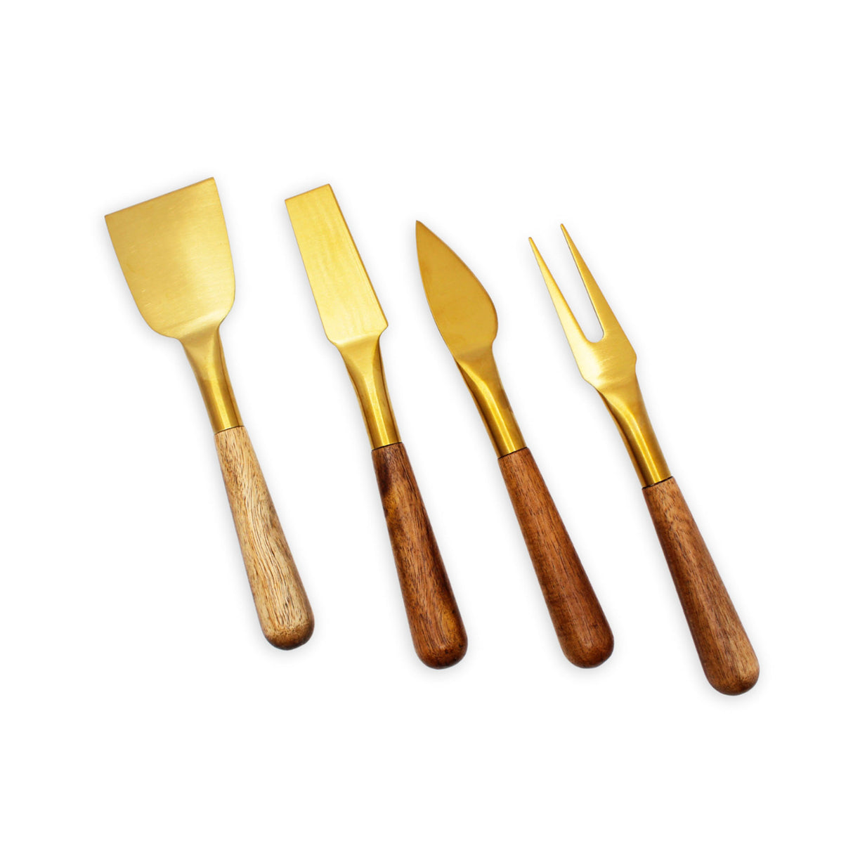 Set de 4 cubiertos de aperitivo Kawi. Combinación de acero inoxidable y madera de acacia. Diseño minimalista y elegante. ¡Compra online! Envío a todo Chile.