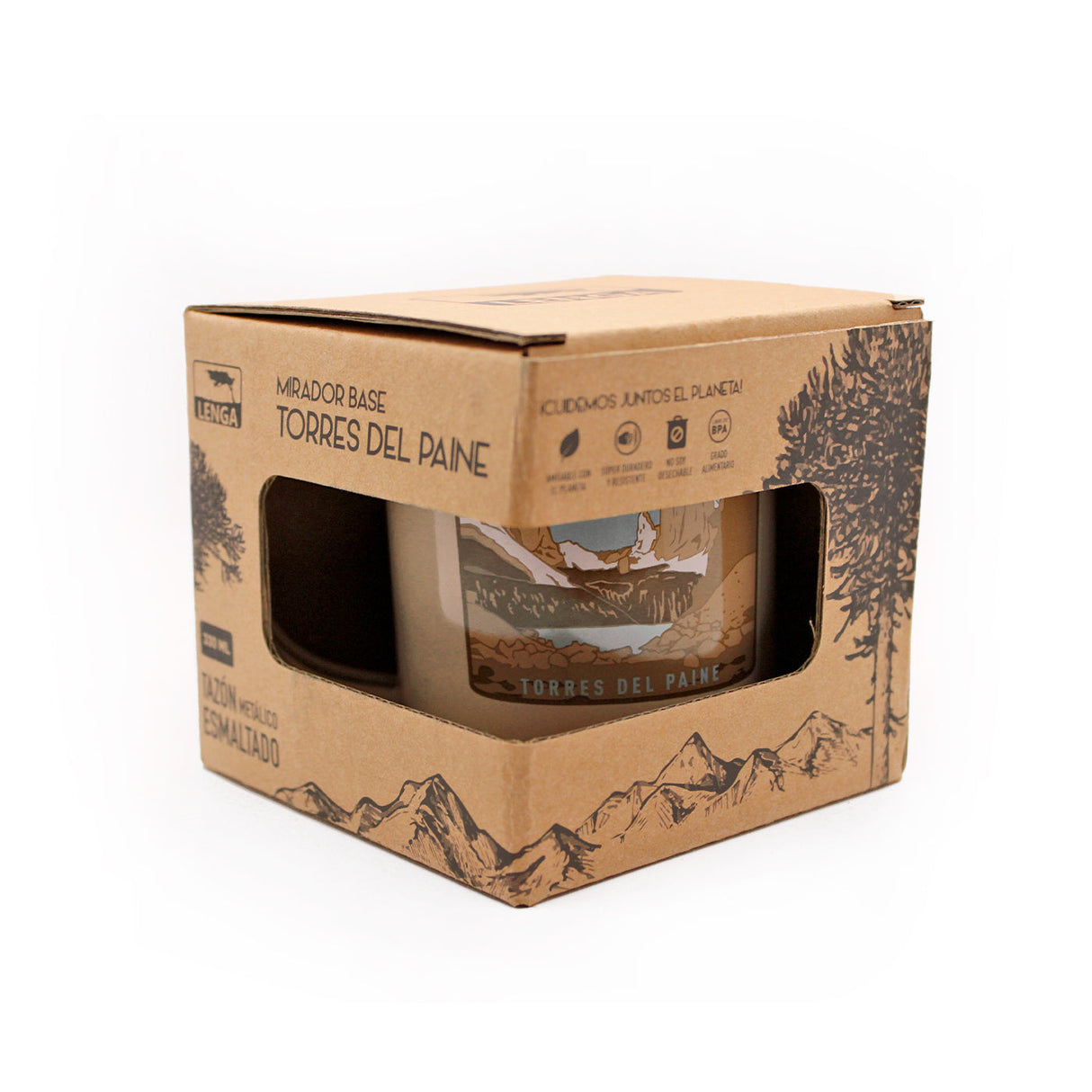 Tazón Mug Acero Esmaltado PN Mirador base Torres del Paine 330ml