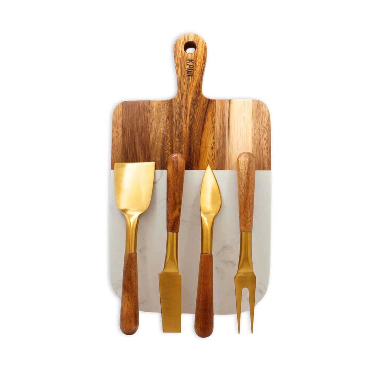 Tabla Aperitivo Rectangular de Madera de Acacia y Mármol