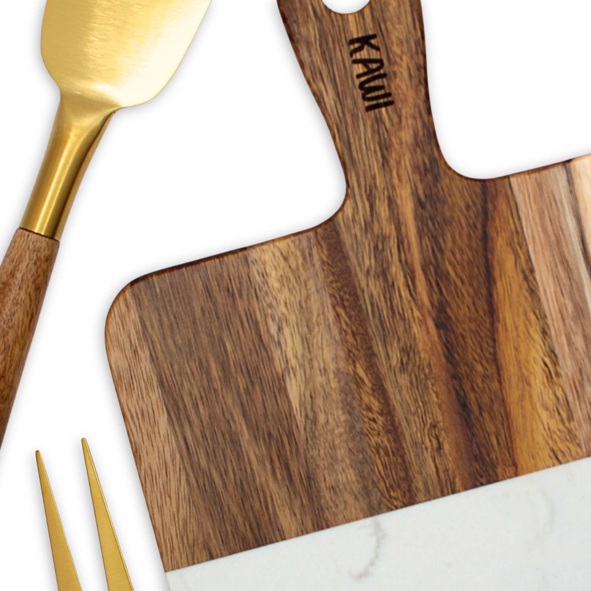 Tabla Aperitivo Rectangular de Madera de Acacia y Mármol