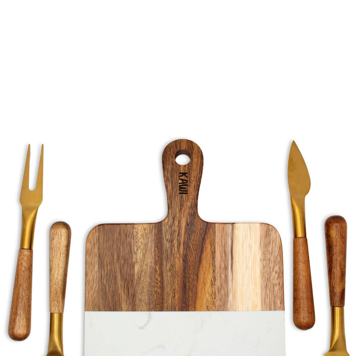 Tabla Aperitivo Rectangular de Madera de Acacia y Mármol