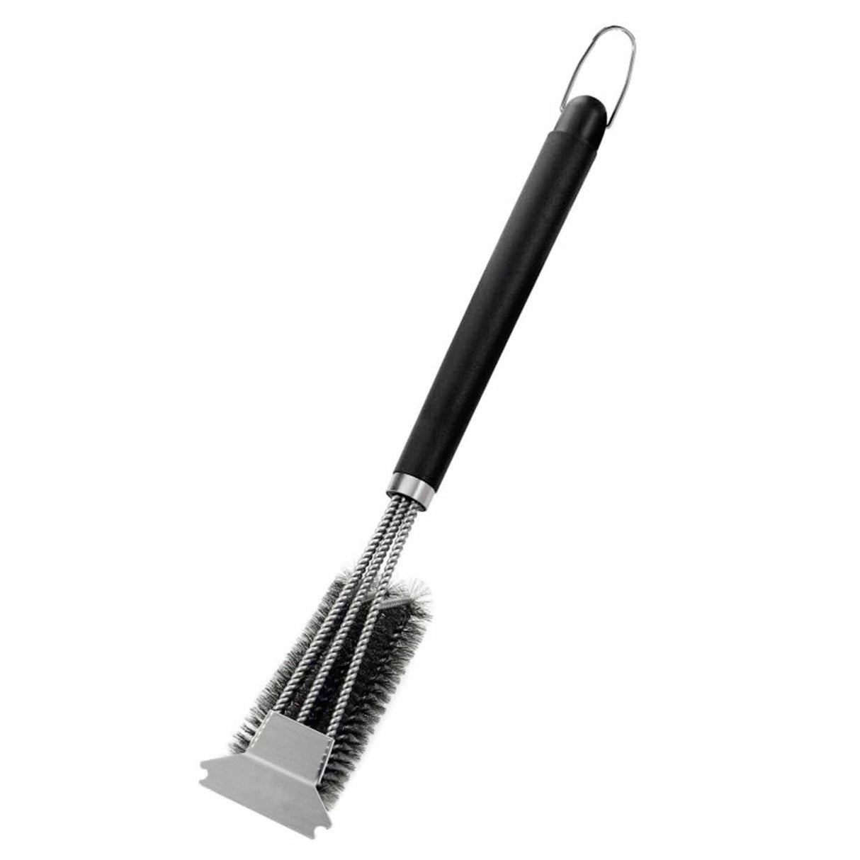 Cepillo limpiador raspador triple para parrilla Kawi, de acero inoxidable. Limpieza profunda y rápida. Elimina residuos y grasa con facilidad. ¡Compra online y mantén tu parrilla como nueva! Envíos a todo Chile.