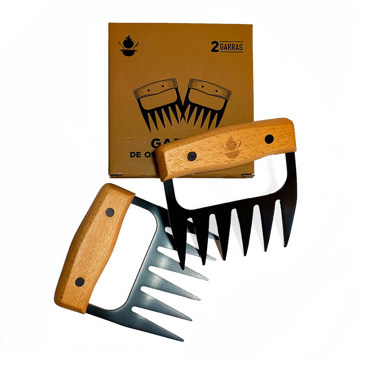 Garras de oso de acero inoxidable Kawi para asados. Desmenuza carne fácilmente (cerdo, pollo, vacuno). Diseño ergonómico y resistente. ¡Compra online y lleva tus asados al siguiente nivel! Envíos a Chile.