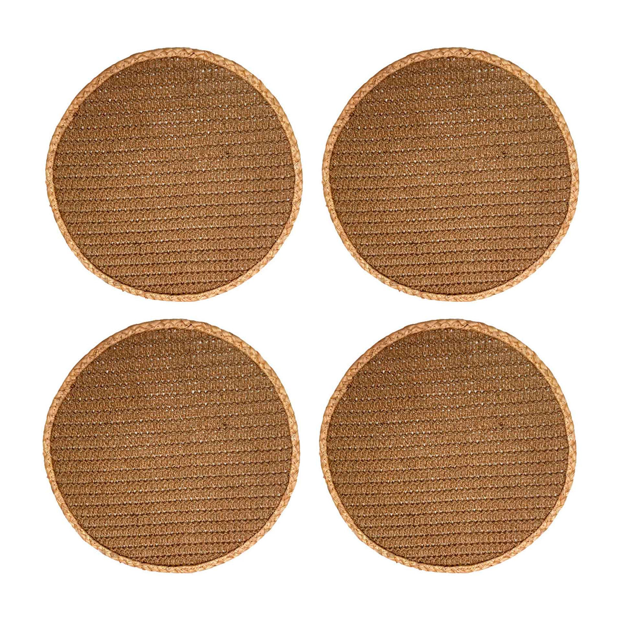 Set de 4 individuales Kubu de Kawi. Hechos con fibra natural (hierba marina y papel). Diseño rústico y elegante, 35cm. ¡Compra ahora y protege tu mesa! Envío a Chile.