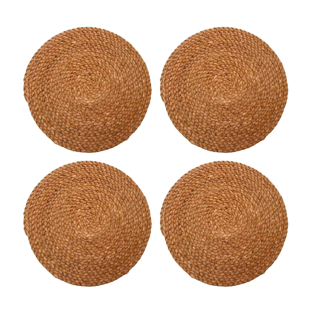 Set de 4 individuales Ubud de Kawi, hechos de hierba marina 100% natural. Diseño rústico y elegante, 35cm. Protege tu mesa con estilo. ¡Compra ahora, envío a Chile!