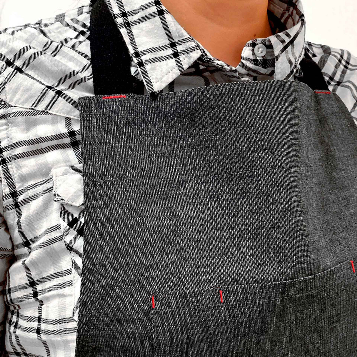 Pechera Denim Negra 100% algodón jaspeado Unisex