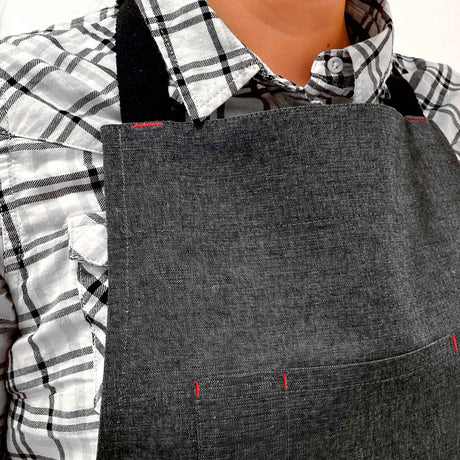 Pechera Denim Negra 100% algodón jaspeado Unisex