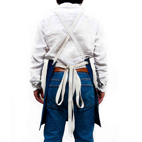 Pechera Jeans modelo Crossback blanco hueso Unisex