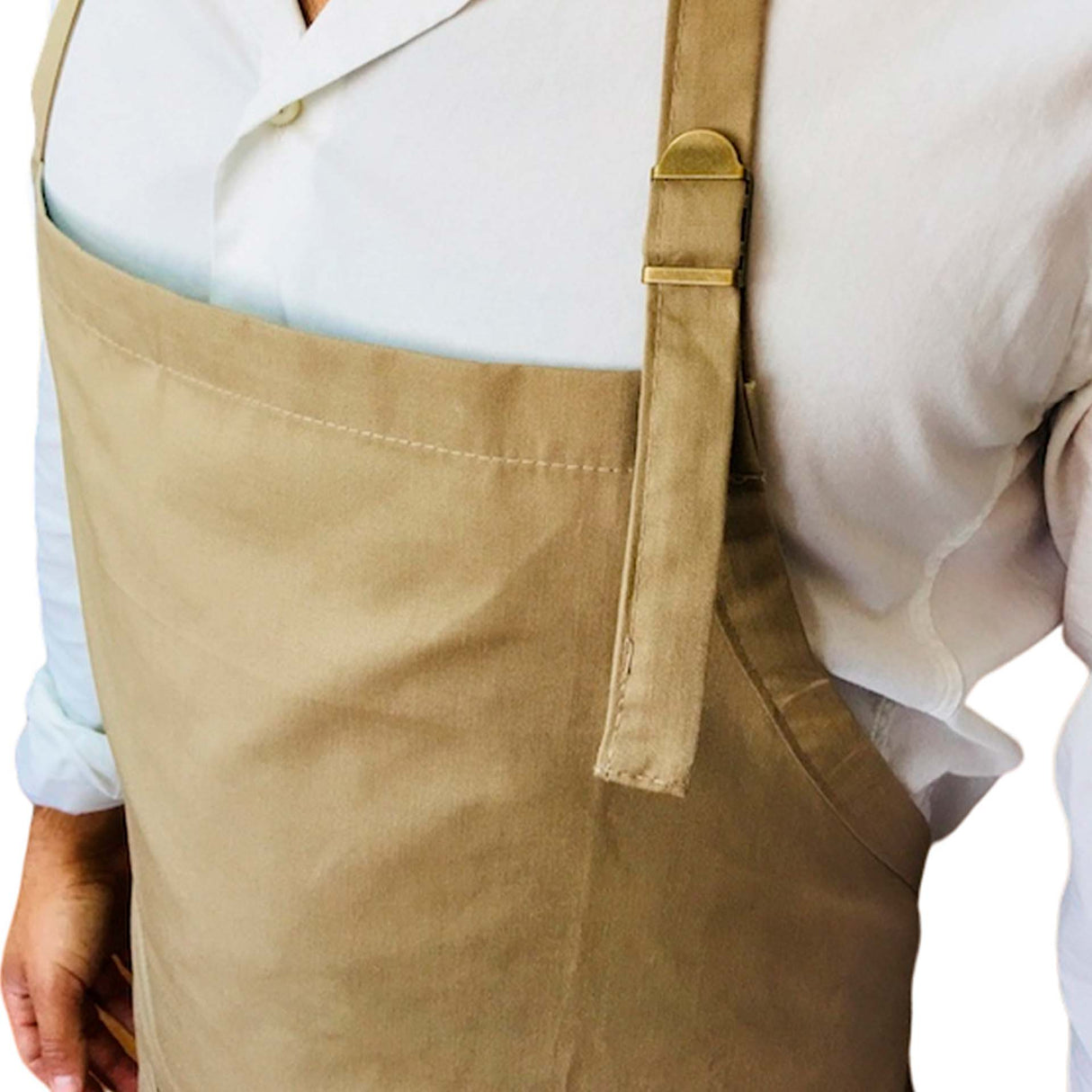 Pechera Clásica Gabardina Khaki Con Hebilla De Bronce Unisex