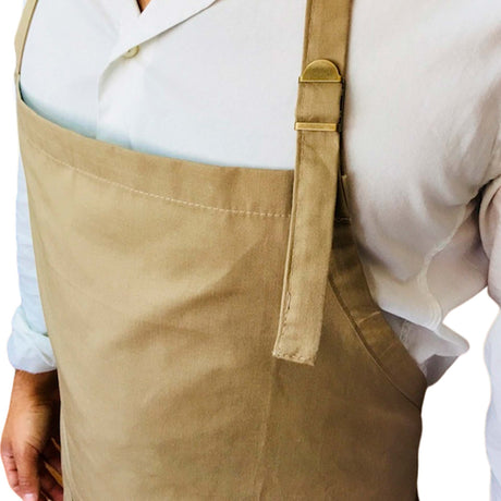 Pechera Clásica Gabardina Khaki Con Hebilla De Bronce Unisex