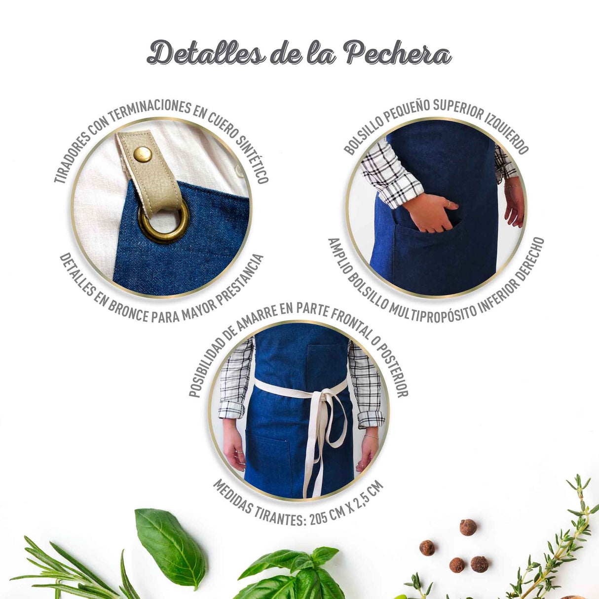Pechera Jeans modelo Crossback blanco hueso Unisex