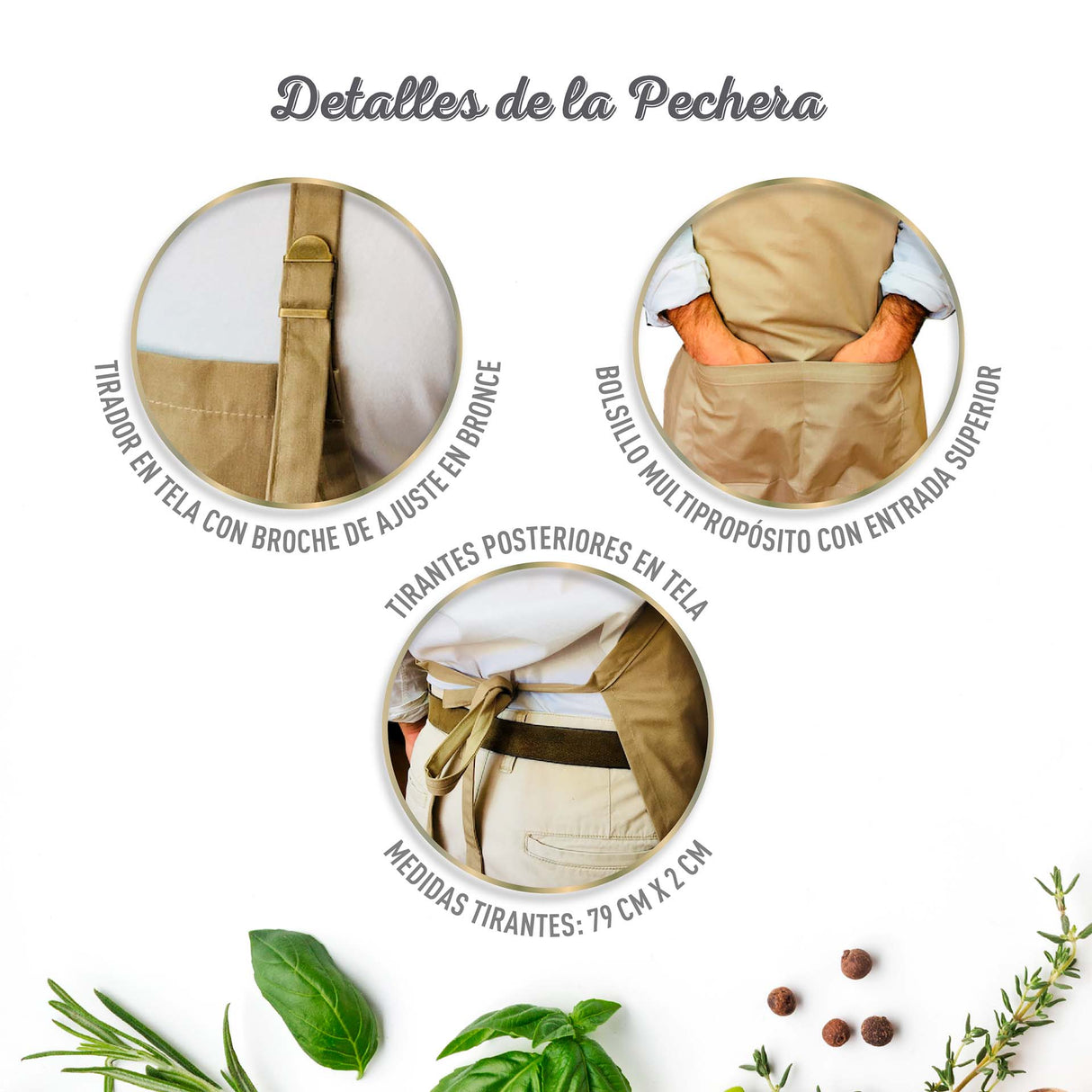 Pechera Clásica Gabardina Khaki Con Hebilla De Bronce Unisex