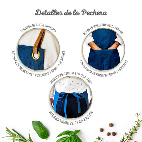 Pechera Jeans Azul con tirantes cuero sintético Unisex