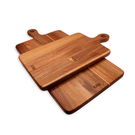 Set de 2 tablas para aperitivo Kawi, de madera de acacia. Diseño versátil y estilo natural. Perfectas para quesos, frutas y más. ¡Compra online y disfruta! Envío a Chile.
