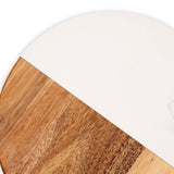 Tabla de aperitivo redonda Kawi. Combinación de madera de acacia y mármol. Diseño elegante y funcional. Perfecta para quesos y más. ¡Compra online y sorprende a tus invitados! Envío a Chile.