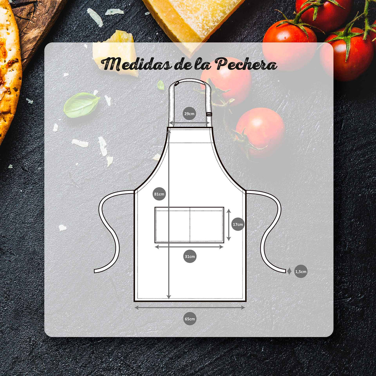 Pechera de gabardina anti-grasa y anti-manchas Kawi, unisex. Protección total en cocina y parrilla. Fácil de limpiar. ¡Compra ahora con envío a todo Chile!