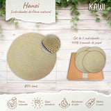 Set de 4 individuales Hanoi de Kawi, hechos de papel trenzado 100%. Diseño moderno y natural, 35cm. ¡Protege tu mesa con estilo y originalidad! Envíos a Chile.