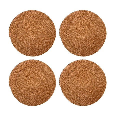 Set de 4 individuales Ubud de Kawi, hechos de hierba marina 100% natural. Diseño rústico y elegante, 35cm. Protege tu mesa con estilo. ¡Compra ahora, envío a Chile!