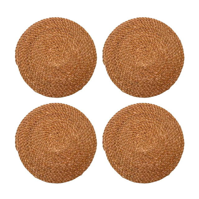 Set de 4 individuales Ubud de Kawi, hechos de hierba marina 100% natural. Diseño rústico y elegante, 35cm. Protege tu mesa con estilo. ¡Compra ahora, envío a Chile!